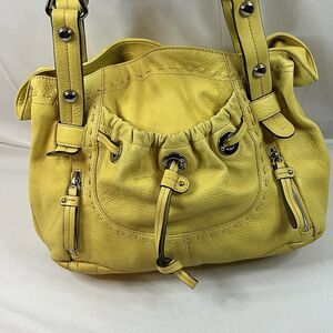 B MAKOWSKY Daffodil Yellow Leather Purse Animal Print Lining Soft Feel Leather!